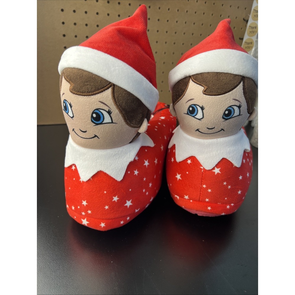 Elf On The Shelf Slippers Hard Bottom Medium‎ Womens 11-12 Soft Stars Cute